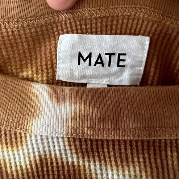 mate the label Size Small tie dye thermal crop long sleeve orange white - Picture 3 of 7